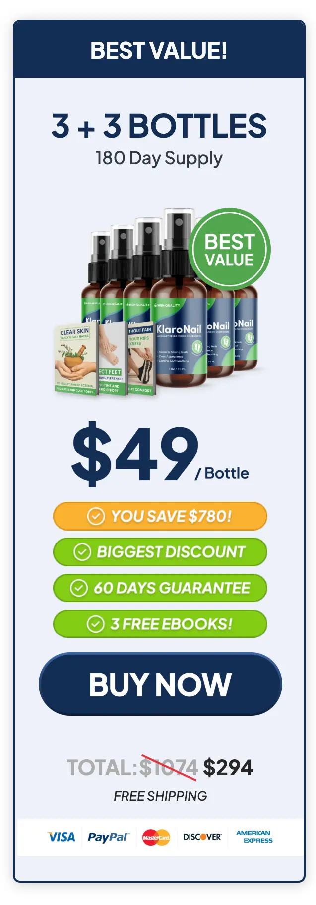 	KlaroNail 6-bottle best value price — $49 per bottle