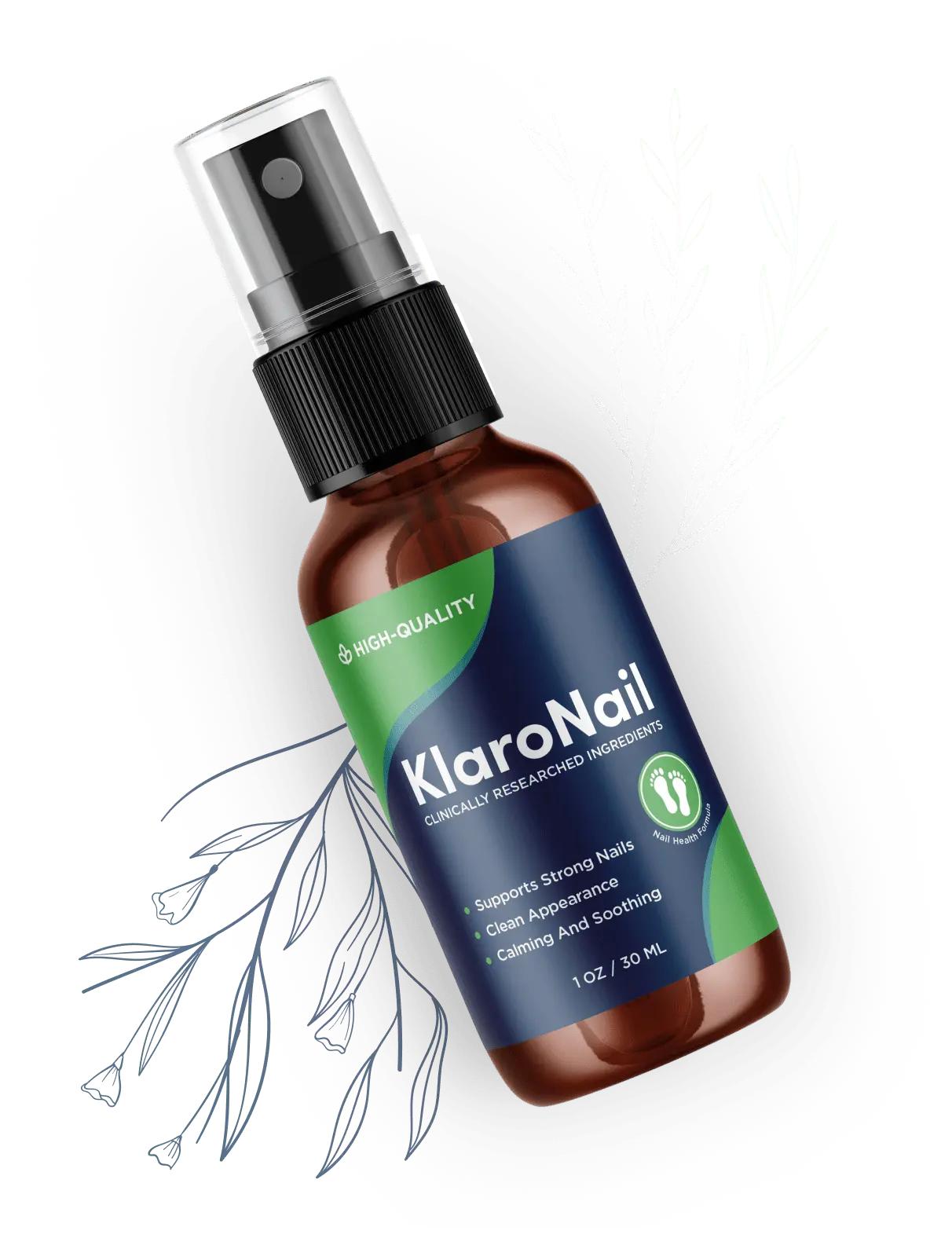 KlaroNail spray bottle — front view of natural toenail fungus formula